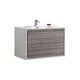 Kube Bath DL36-HGASH DeLusso 36" Ash Gray Wall Mount Single Sink Bathroom Vanity with Reinforced Acrylic Composite Top