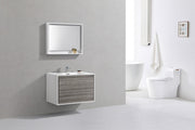 Kube Bath DL36-HGASH DeLusso 36" Ash Gray Wall Mount Single Sink Bathroom Vanity with Reinforced Acrylic Composite Top - view 2