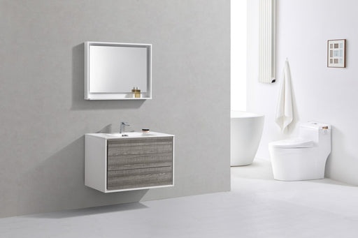 Kube Bath DL36-HGASH DeLusso 36" Ash Gray Wall Mount Single Sink Bathroom Vanity with Reinforced Acrylic Composite Top - view 2