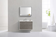 Kube Bath DL36-HGASH DeLusso 36" Ash Gray Wall Mount Single Sink Bathroom Vanity with Reinforced Acrylic Composite Top - view 3