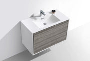 Kube Bath DL36-HGASH DeLusso 36" Ash Gray Wall Mount Single Sink Bathroom Vanity with Reinforced Acrylic Composite Top - view 4