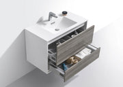 Kube Bath DL36-HGASH DeLusso 36" Ash Gray Wall Mount Single Sink Bathroom Vanity with Reinforced Acrylic Composite Top - view 5