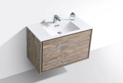 Kube Bath DL36-NW DeLusso 36" Nature Wood Wall Mount Single Sink Bathroom Vanity with Reinforced Acrylic Composite Top - view 4