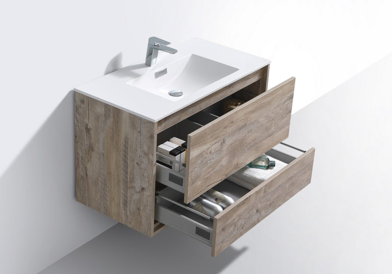 Kube Bath DL36-NW DeLusso 36" Nature Wood Wall Mount Single Sink Bathroom Vanity with Reinforced Acrylic Composite Top - view 5