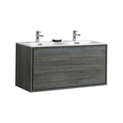 Kube Bath DL48D-BE DeLusso 48" Ocean Gray Wall Mount Double Sink Bathroom Vanity with Reinforced Acrylic Composite Top