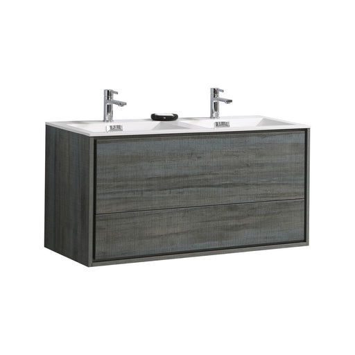 Kube Bath DL48D-BE DeLusso 48" Ocean Gray Wall Mount Double Sink Bathroom Vanity with Reinforced Acrylic Composite Top