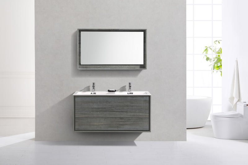 Kube Bath DL48D-BE DeLusso 48" Ocean Gray Wall Mount Double Sink Bathroom Vanity with Reinforced Acrylic Composite Top - view 3
