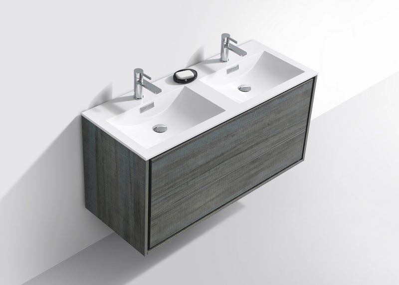 Kube Bath DL48D-BE DeLusso 48" Ocean Gray Wall Mount Double Sink Bathroom Vanity with Reinforced Acrylic Composite Top - view 4