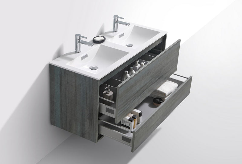 Kube Bath DL48D-BE DeLusso 48" Ocean Gray Wall Mount Double Sink Bathroom Vanity with Reinforced Acrylic Composite Top - view 5