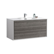 Kube Bath DL48S-HGASH DeLusso 48" Ash Gray Wall Mount Single Sink Bathroom Vanity with Reinforced Acrylic Composite Top