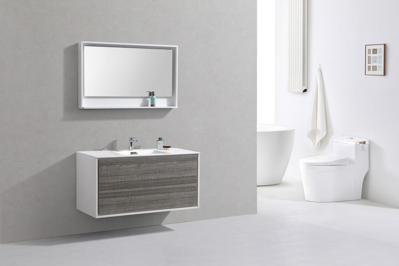Kube Bath DL48S-HGASH DeLusso 48" Ash Gray Wall Mount Single Sink Bathroom Vanity with Reinforced Acrylic Composite Top - view 2