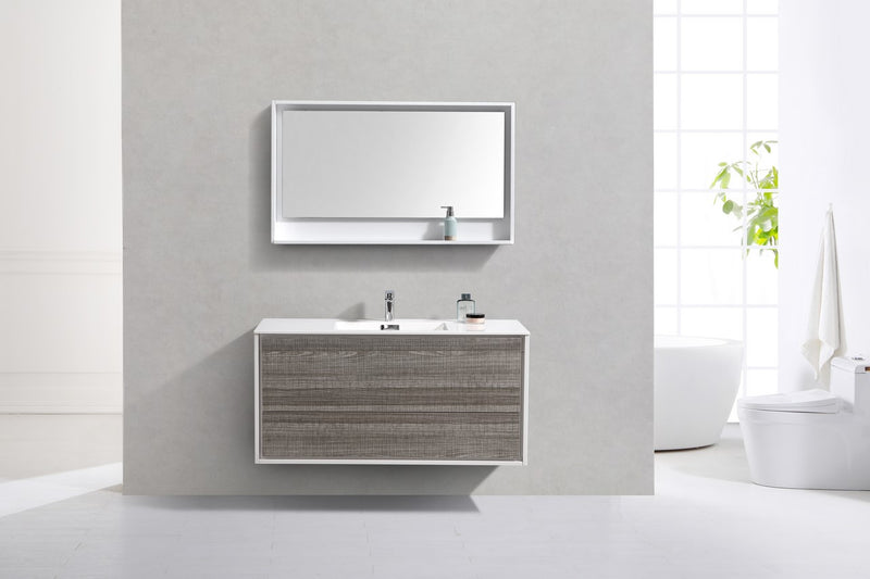 Kube Bath DL48S-HGASH DeLusso 48" Ash Gray Wall Mount Single Sink Bathroom Vanity with Reinforced Acrylic Composite Top - view 3