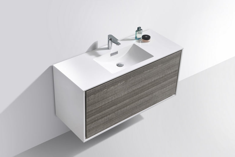 Kube Bath DL48S-HGASH DeLusso 48" Ash Gray Wall Mount Single Sink Bathroom Vanity with Reinforced Acrylic Composite Top - view 4