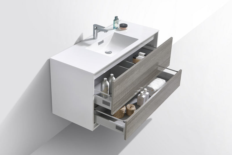 Kube Bath DL48S-HGASH DeLusso 48" Ash Gray Wall Mount Single Sink Bathroom Vanity with Reinforced Acrylic Composite Top - view 5