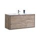 Kube Bath DL48S-NW DeLusso 48" Nature Wood Wall Mount Single Sink Bathroom Vanity with Reinforced Acrylic Composite Top