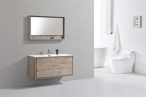 Kube Bath DL48S-NW DeLusso 48" Nature Wood Wall Mount Single Sink Bathroom Vanity with Reinforced Acrylic Composite Top - view 2