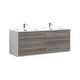 Kube Bath DL60D-HGASH DeLusso 60" Ash Gray Wall Mount Double Sink Bathroom Vanity with Reinforced Acrylic Composite Top