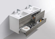 Kube Bath DL60D-HGASH DeLusso 60" Ash Gray Wall Mount Double Sink Bathroom Vanity with Reinforced Acrylic Composite Top - view 5