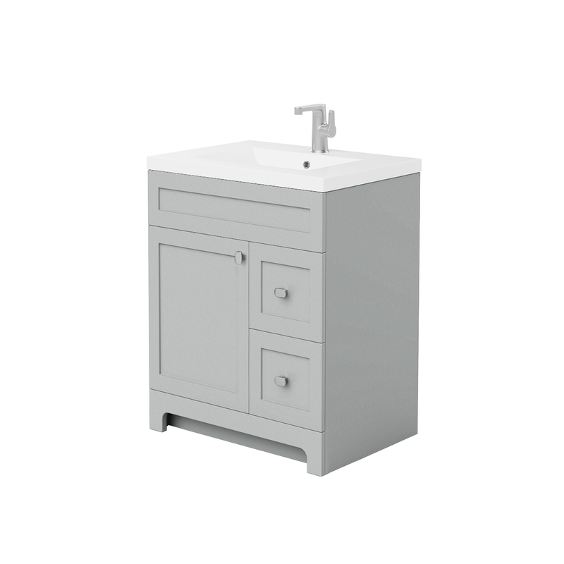 Cutler DAISYCGREY30 Daisy 30" Freestanding Cultured Marble Top Bathroom Vanity with Modern Shaker Doors - Canadian Grey
