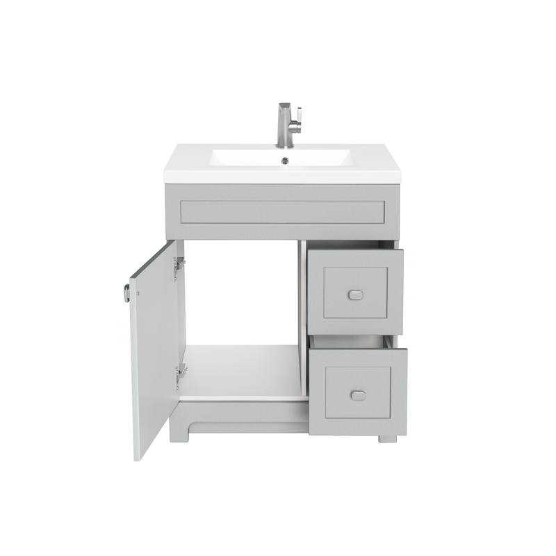 Cutler DAISYCGREY30 Daisy 30" Freestanding Cultured Marble Top Bathroom Vanity with Modern Shaker Doors - Canadian Grey