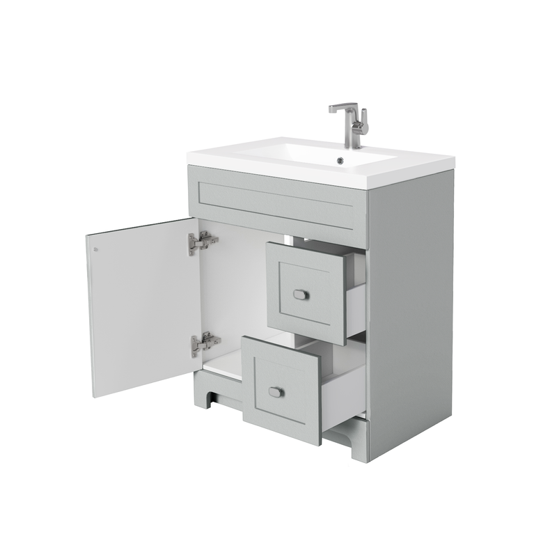 Cutler DAISYCGREY30 Daisy 30" Freestanding Cultured Marble Top Bathroom Vanity with Modern Shaker Doors - Canadian Grey