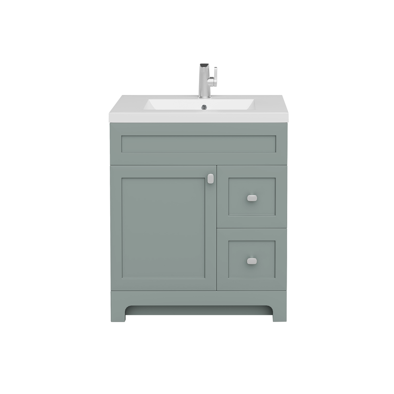 Cutler DAISYSRENITY30 Daisy 30" Freestanding Cultured Marble Top Bathroom Vanity with Modern Shaker Doors - Serenity