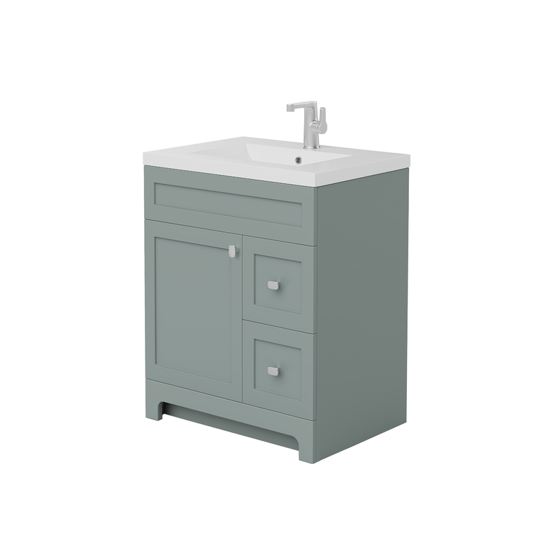 Cutler DAISYSRENITY30 Daisy 30" Freestanding Cultured Marble Top Bathroom Vanity with Modern Shaker Doors - Serenity