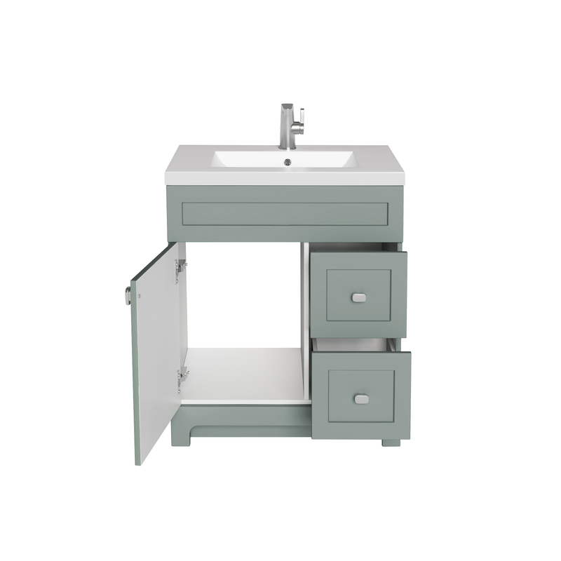 Cutler DAISYSRENITY30 Daisy 30" Freestanding Cultured Marble Top Bathroom Vanity with Modern Shaker Doors - Serenity