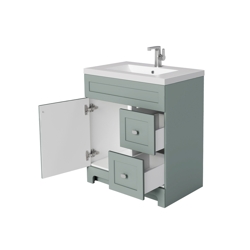 Cutler DAISYSRENITY30 Daisy 30" Freestanding Cultured Marble Top Bathroom Vanity with Modern Shaker Doors - Serenity