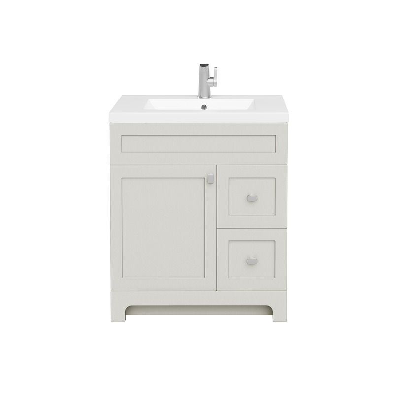 Cutler DAISYWGREY30 Daisy 30" Freestanding Cultured Marble Top Bathroom Vanity with Modern Shaker Doors - Willow Grey