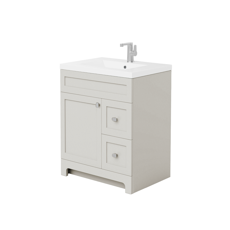Cutler DAISYWGREY30 Daisy 30" Freestanding Cultured Marble Top Bathroom Vanity with Modern Shaker Doors - Willow Grey