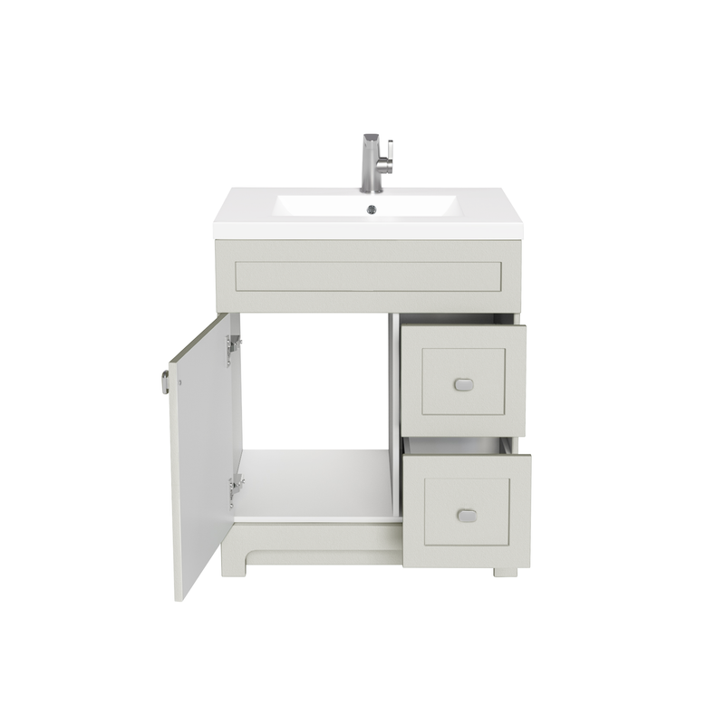 Cutler DAISYWGREY30 Daisy 30" Freestanding Cultured Marble Top Bathroom Vanity with Modern Shaker Doors - Willow Grey