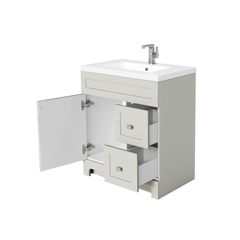 Cutler DAISYWGREY30 Daisy 30" Freestanding Cultured Marble Top Bathroom Vanity with Modern Shaker Doors - Willow Grey