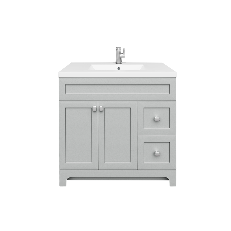 Cutler DAISYCGREY36 Daisy 36" Freestanding Cultured Marble Top Bathroom Vanity with Modern Shaker Doors - Canadian Grey