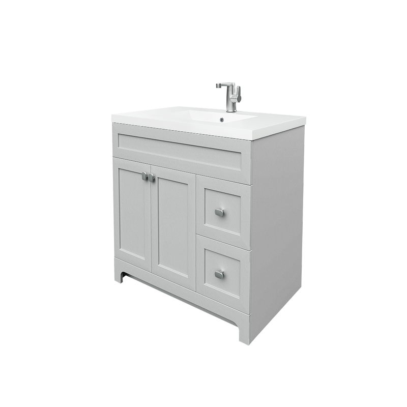 Cutler DAISYCGREY36 Daisy 36" Freestanding Cultured Marble Top Bathroom Vanity with Modern Shaker Doors - Canadian Grey