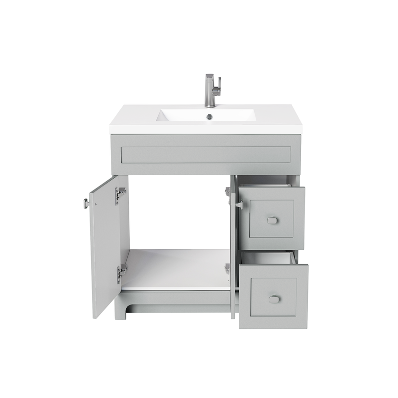 Cutler DAISYCGREY36 Daisy 36" Freestanding Cultured Marble Top Bathroom Vanity with Modern Shaker Doors - Canadian Grey