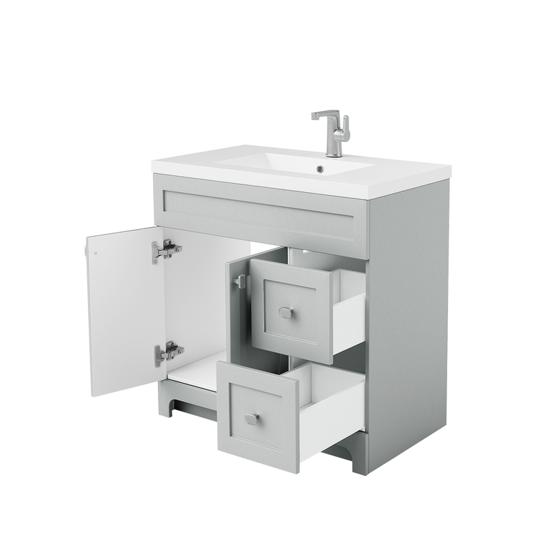 Cutler DAISYCGREY36 Daisy 36" Freestanding Cultured Marble Top Bathroom Vanity with Modern Shaker Doors - Canadian Grey