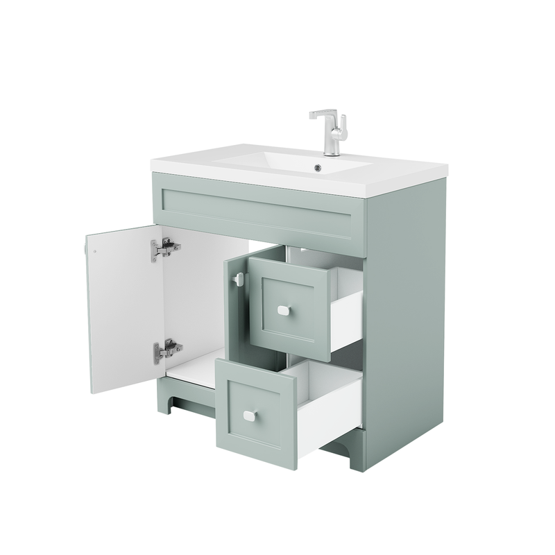 Cutler DAISYSAGE36 Daisy 36" Freestanding Cultured Marble Top Bathroom Vanity with Modern Shaker Doors - Sage