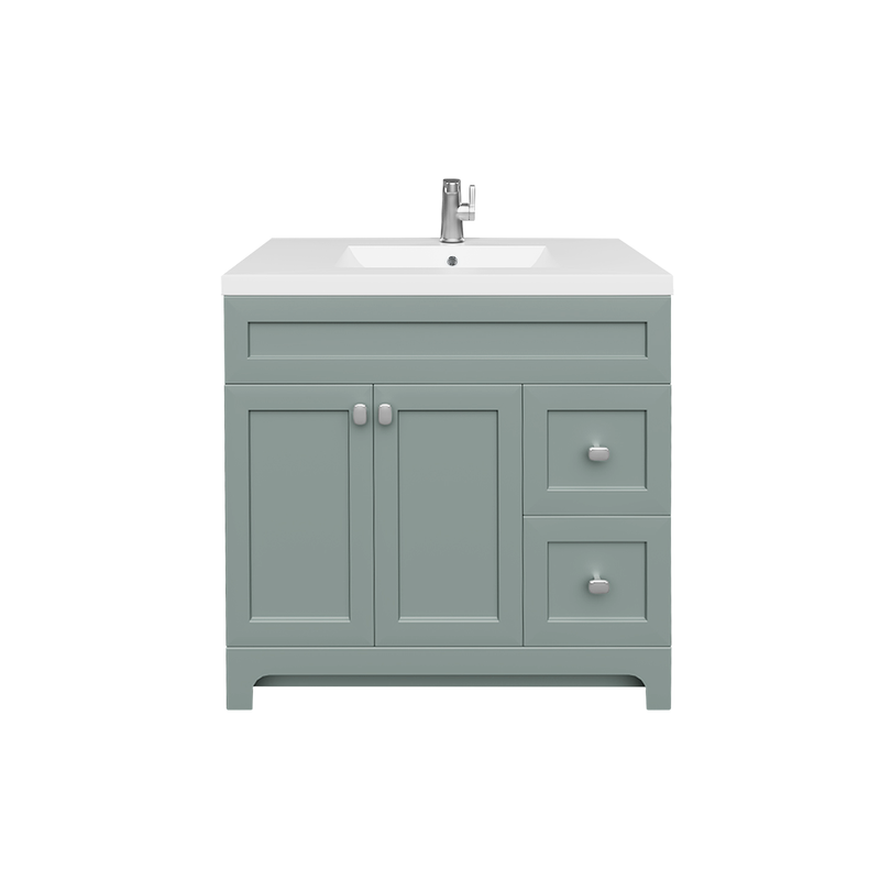 Cutler DAISYSRENITY36 Daisy 36" Freestanding Cultured Marble Top Bathroom Vanity with Modern Shaker Doors - Serenity