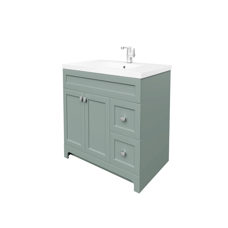 Cutler DAISYSRENITY36 Daisy 36" Freestanding Cultured Marble Top Bathroom Vanity with Modern Shaker Doors - Serenity
