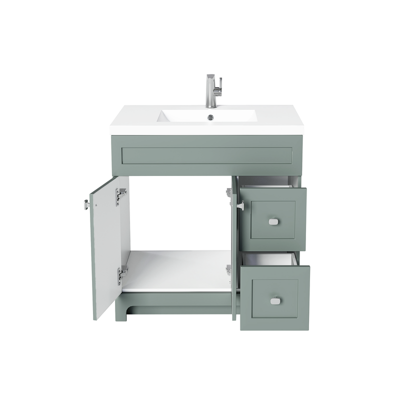Cutler DAISYSRENITY36 Daisy 36" Freestanding Cultured Marble Top Bathroom Vanity with Modern Shaker Doors - Serenity
