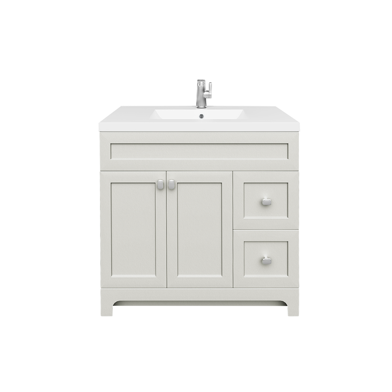 Cutler DAISYWGREY36 Daisy 36" Freestanding Cultured Marble Top Bathroom Vanity with Modern Shaker Doors - Willow Grey
