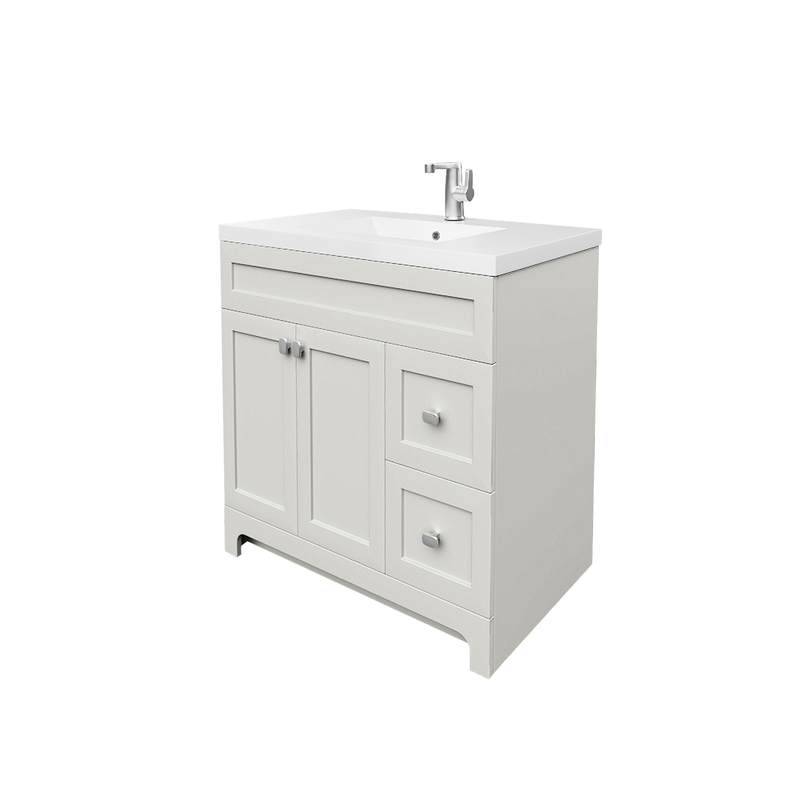 Cutler DAISYWGREY36 Daisy 36" Freestanding Cultured Marble Top Bathroom Vanity with Modern Shaker Doors - Willow Grey