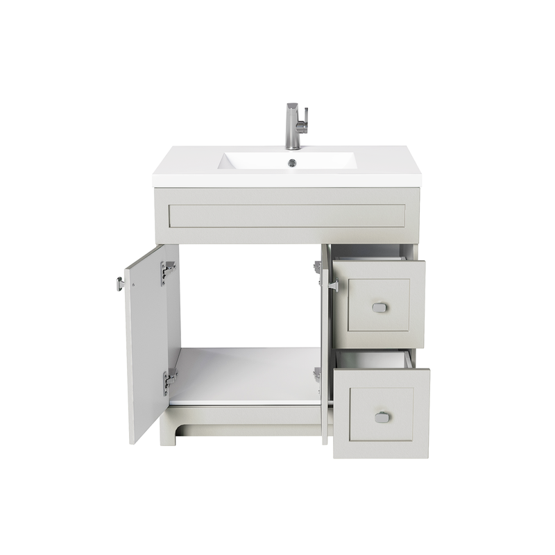 Cutler DAISYWGREY36 Daisy 36" Freestanding Cultured Marble Top Bathroom Vanity with Modern Shaker Doors - Willow Grey