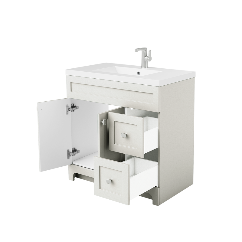 Cutler DAISYWGREY36 Daisy 36" Freestanding Cultured Marble Top Bathroom Vanity with Modern Shaker Doors - Willow Grey