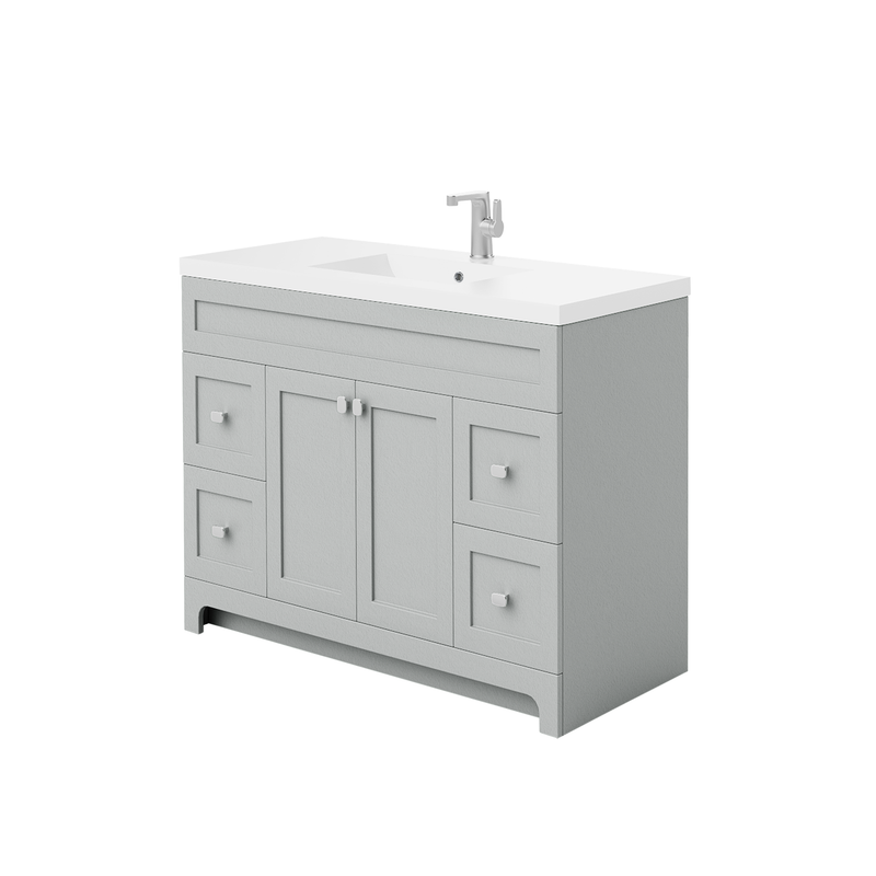 Cutler DAISYCGREY48 Daisy 48" Freestanding Cultured Marble Top Bathroom Vanity with Modern Shaker Doors - Canadian Grey