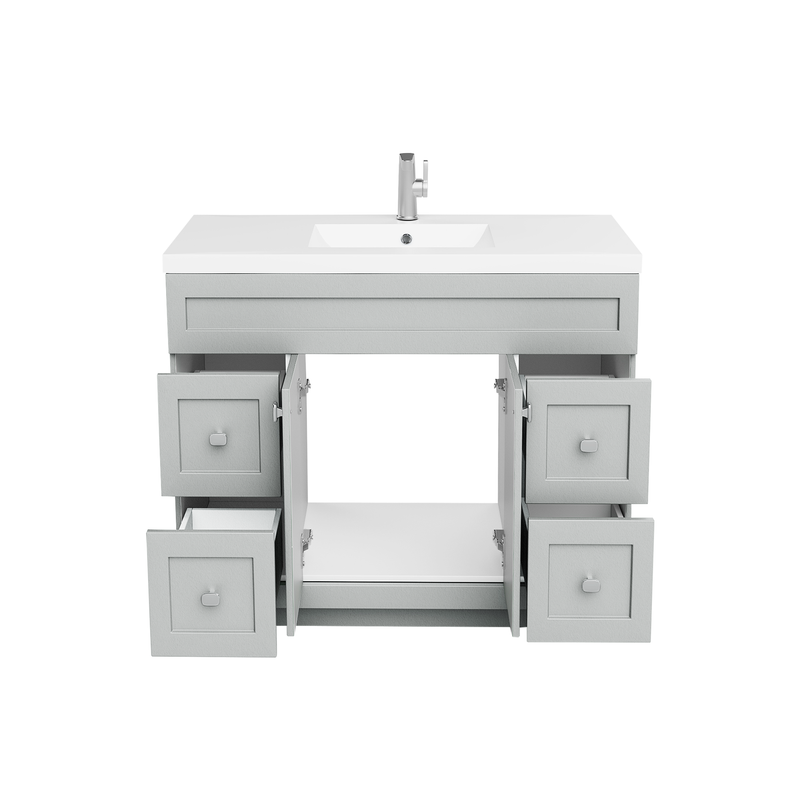 Cutler DAISYCGREY48 Daisy 48" Freestanding Cultured Marble Top Bathroom Vanity with Modern Shaker Doors - Canadian Grey