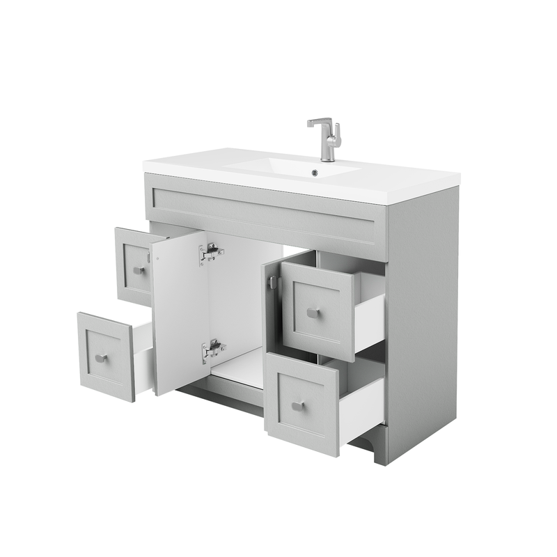 Cutler DAISYCGREY48 Daisy 48" Freestanding Cultured Marble Top Bathroom Vanity with Modern Shaker Doors - Canadian Grey