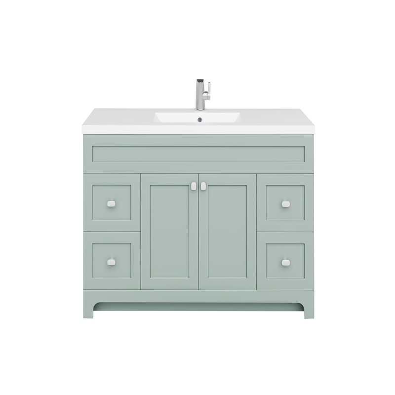 Cutler DAISYSAGE48 Daisy 48" Freestanding Cultured Marble Top Bathroom Vanity with Modern Shaker Doors - Sage