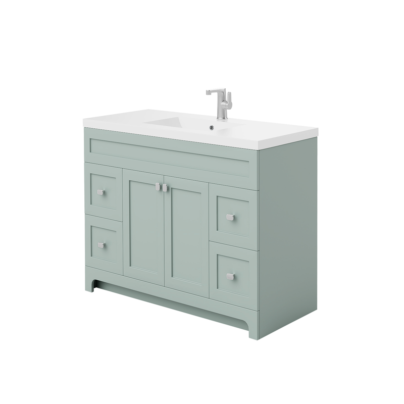 Cutler DAISYSAGE48 Daisy 48" Freestanding Cultured Marble Top Bathroom Vanity with Modern Shaker Doors - Sage